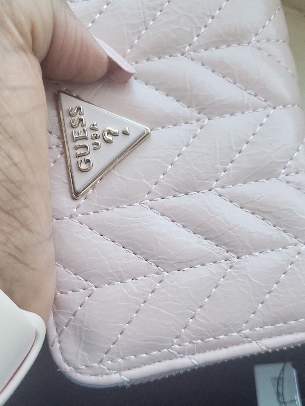 Blush Quilted Chevron Zip-Around Women's Wallet